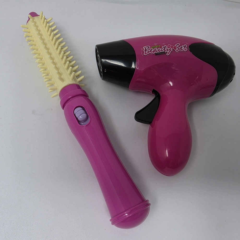 Curling Brush Blow Dryer Hair Styling Tool Plastic Pretend Play Doll Accessory